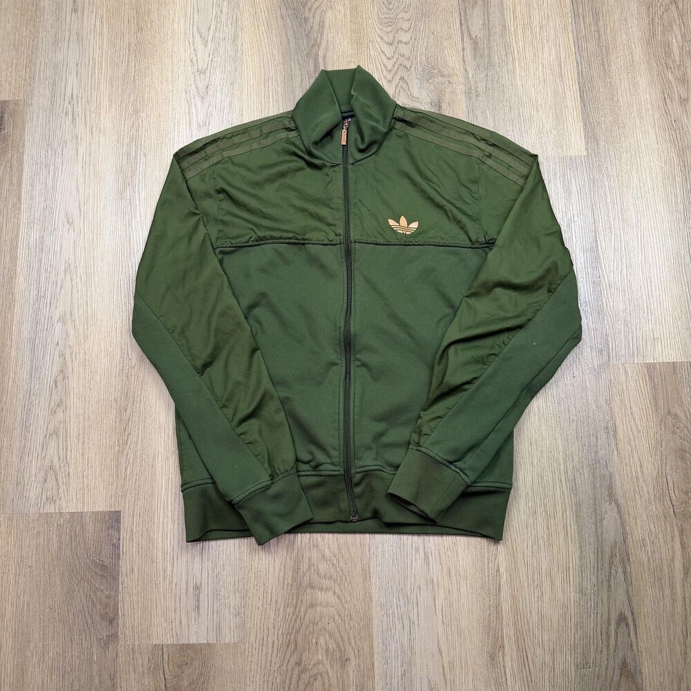 Adidas Originals Track Jacket Mens Large Green Trefoil 3-Stripes Full Zip Sport